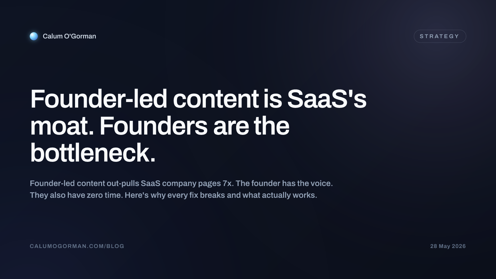 Diagram showing a SaaS founder's voice extracted into a per-company content engine that ships three LinkedIn posts a week without consuming founder time